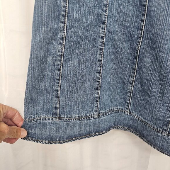 Sonoma Blue Denim Paneled A-Line Skirt Rustic Y2K Boho 14 - Picture 3 of 12